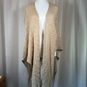 Coldwater Creek Crochet Knit Shawl Womens One Size Coastal Cowgirl Boho Chic